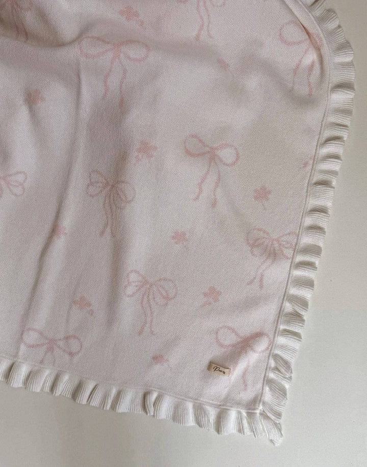 Floral Bow Blanket | Milk + Baby Pink