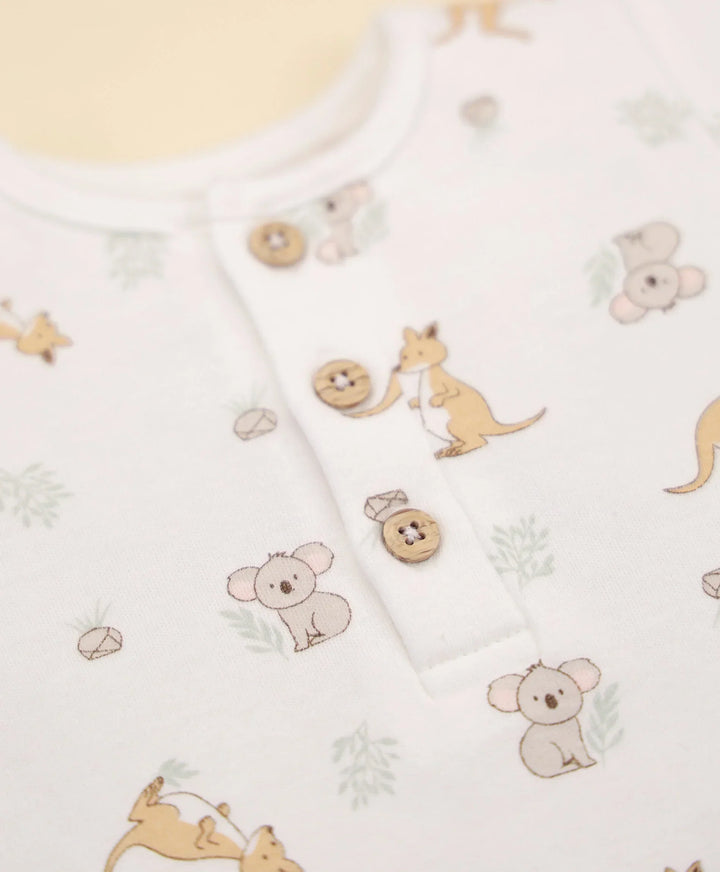 Organic Cotton Romper - Kangaroo and Koala