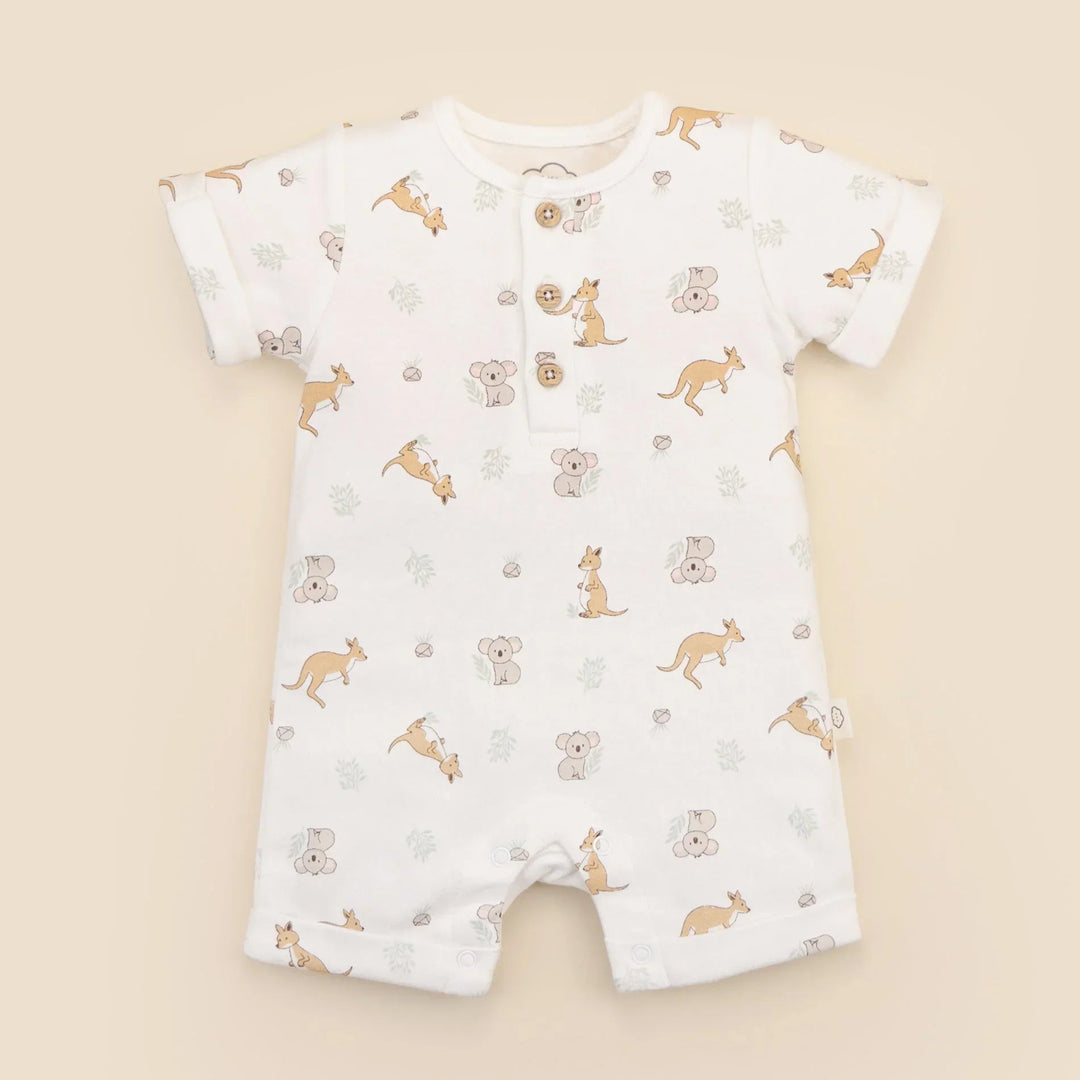 Organic Cotton Romper - Kangaroo and Koala