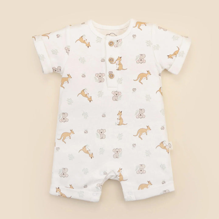 Organic Cotton Romper - Kangaroo and Koala