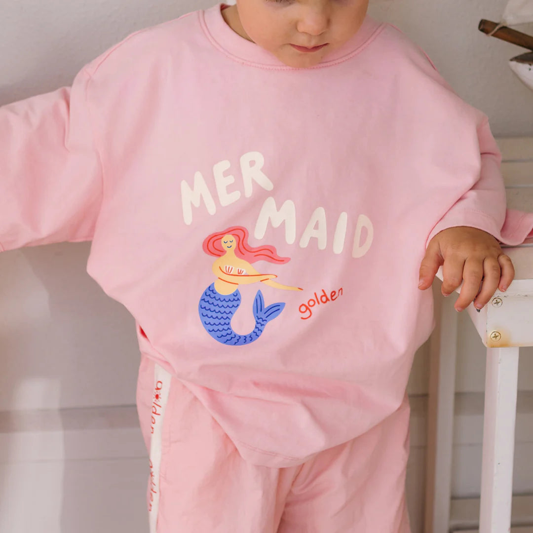 Mid Sleeve Tee | Mermaid - Pink Cream