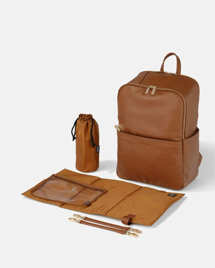 Nappy Backpack | Multitasker - Chestnut Brown Vegan Leather