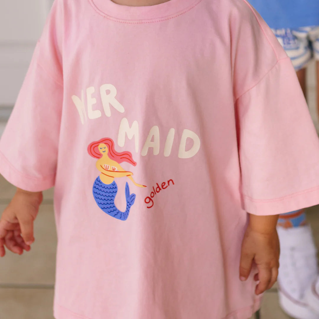 Mid Sleeve Tee | Mermaid - Pink Cream