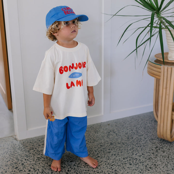 Mid Sleeve Tee | Bonjour La Mer - Buttercream