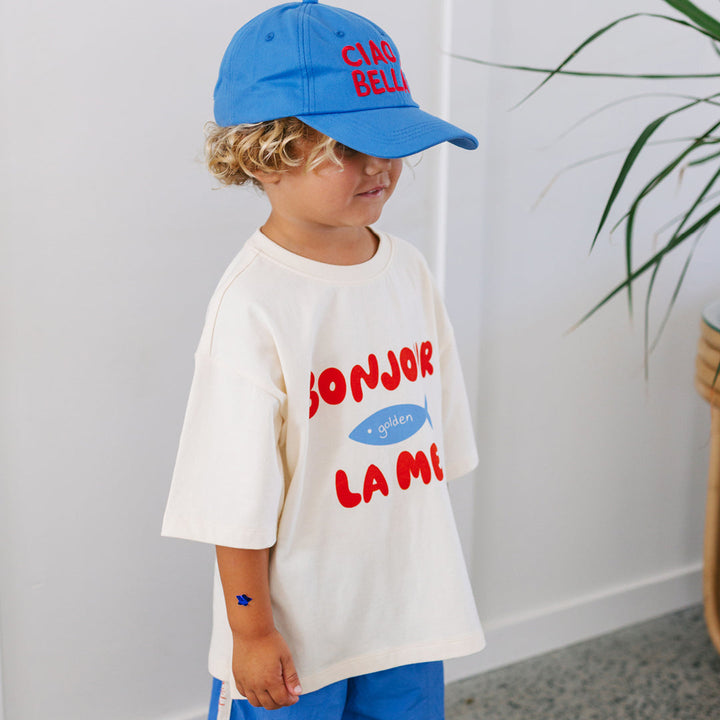 Mid Sleeve Tee | Bonjour La Mer - Buttercream