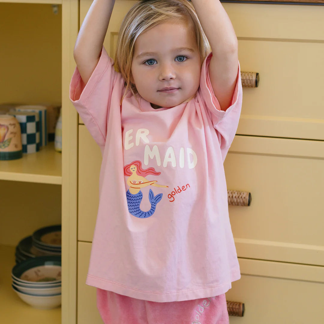 Mid Sleeve Tee | Mermaid - Pink Cream