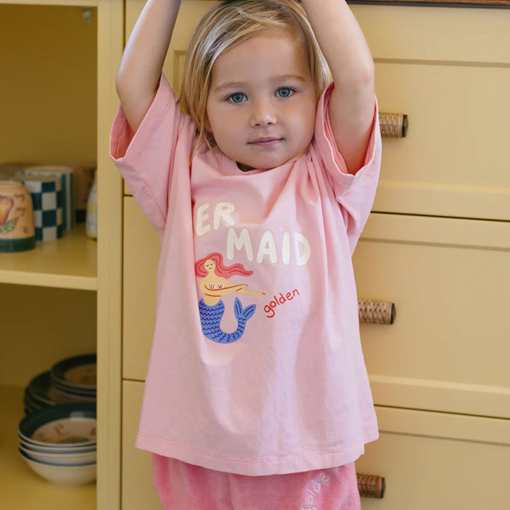 Mid Sleeve Tee | Mermaid - Pink Cream
