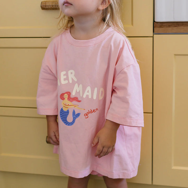 Mid Sleeve Tee | Mermaid - Pink Cream