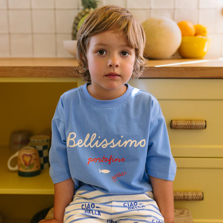 Mid Sleeve Tee | Bellissimo - Pool Blue