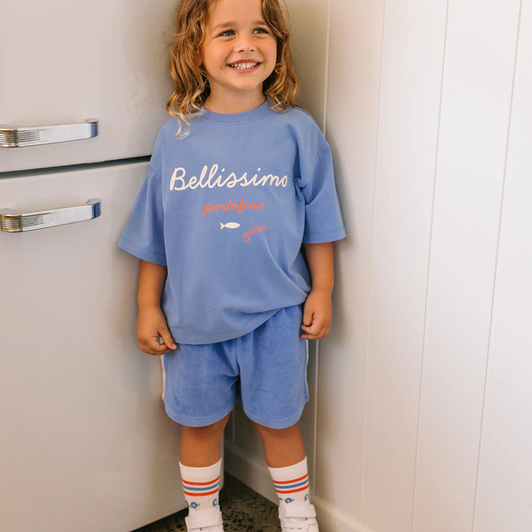 Mid Sleeve Tee | Bellissimo - Pool Blue