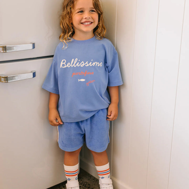 Mid Sleeve Tee | Bellissimo - Pool Blue