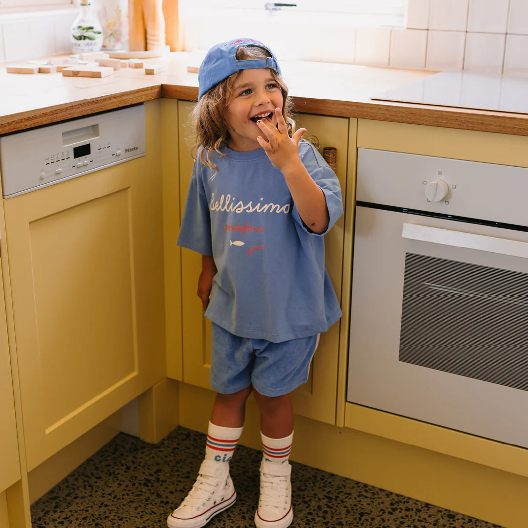 Mid Sleeve Tee | Bellissimo - Pool Blue