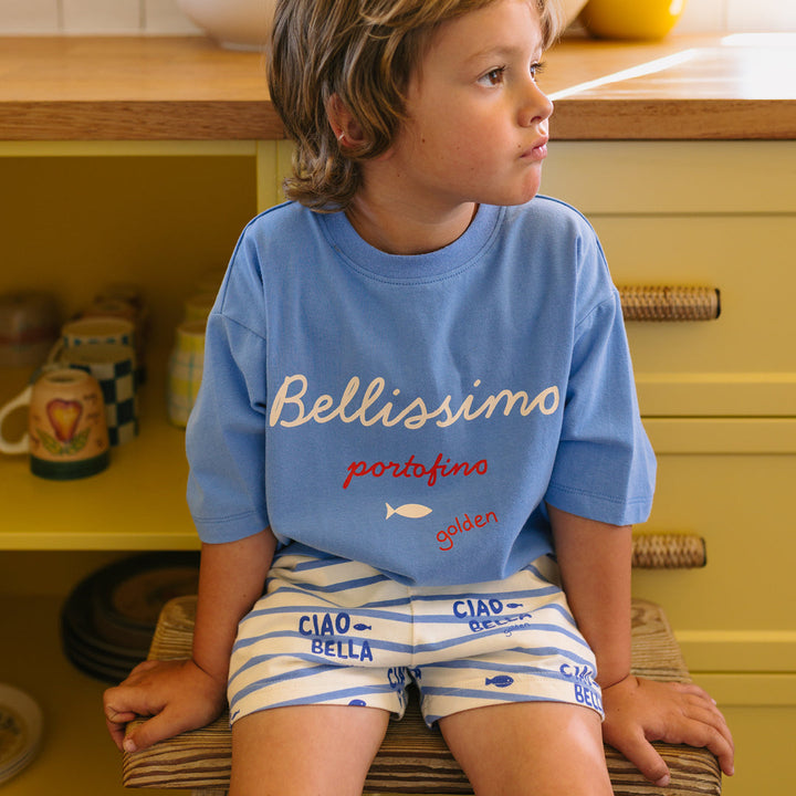 Mid Sleeve Tee | Bellissimo - Pool Blue