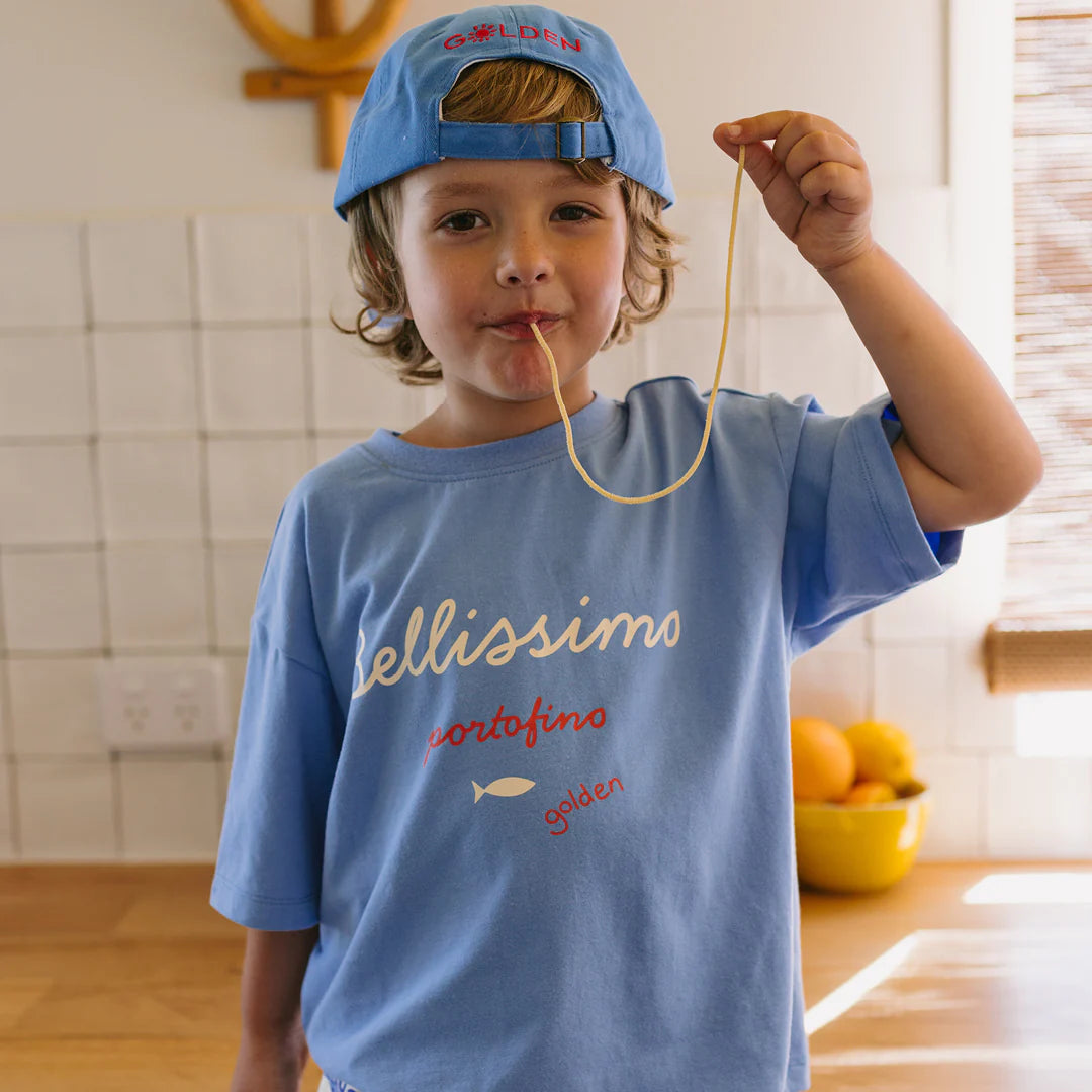 Mid Sleeve Tee | Bellissimo - Pool Blue