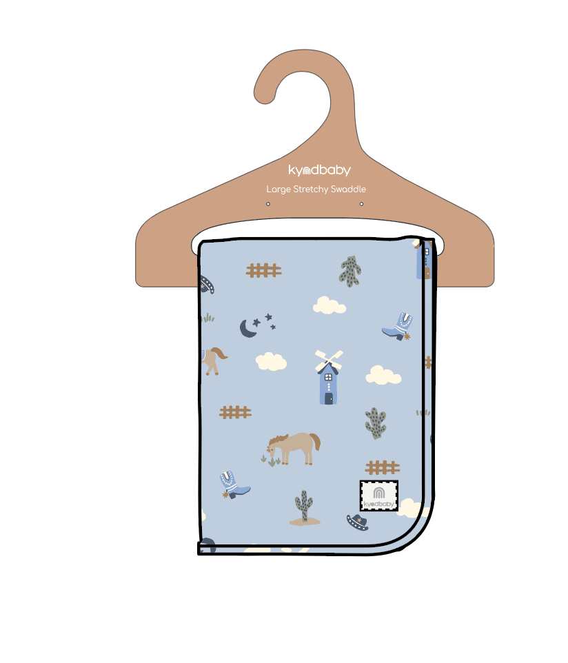Large Stretchy Swaddle - Country Blue
