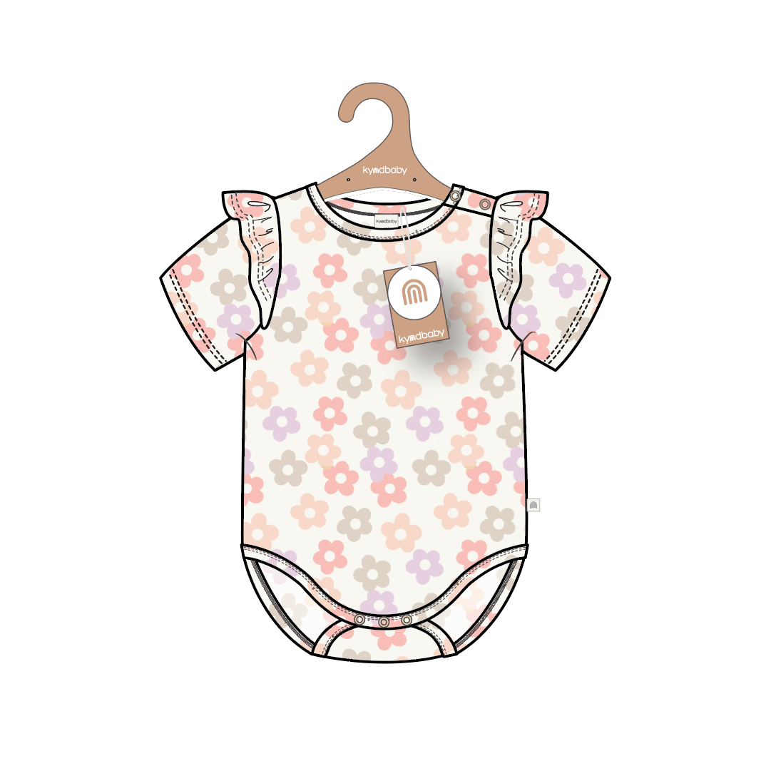 Bodysuit | Short Sleeve with Frill - Blooms