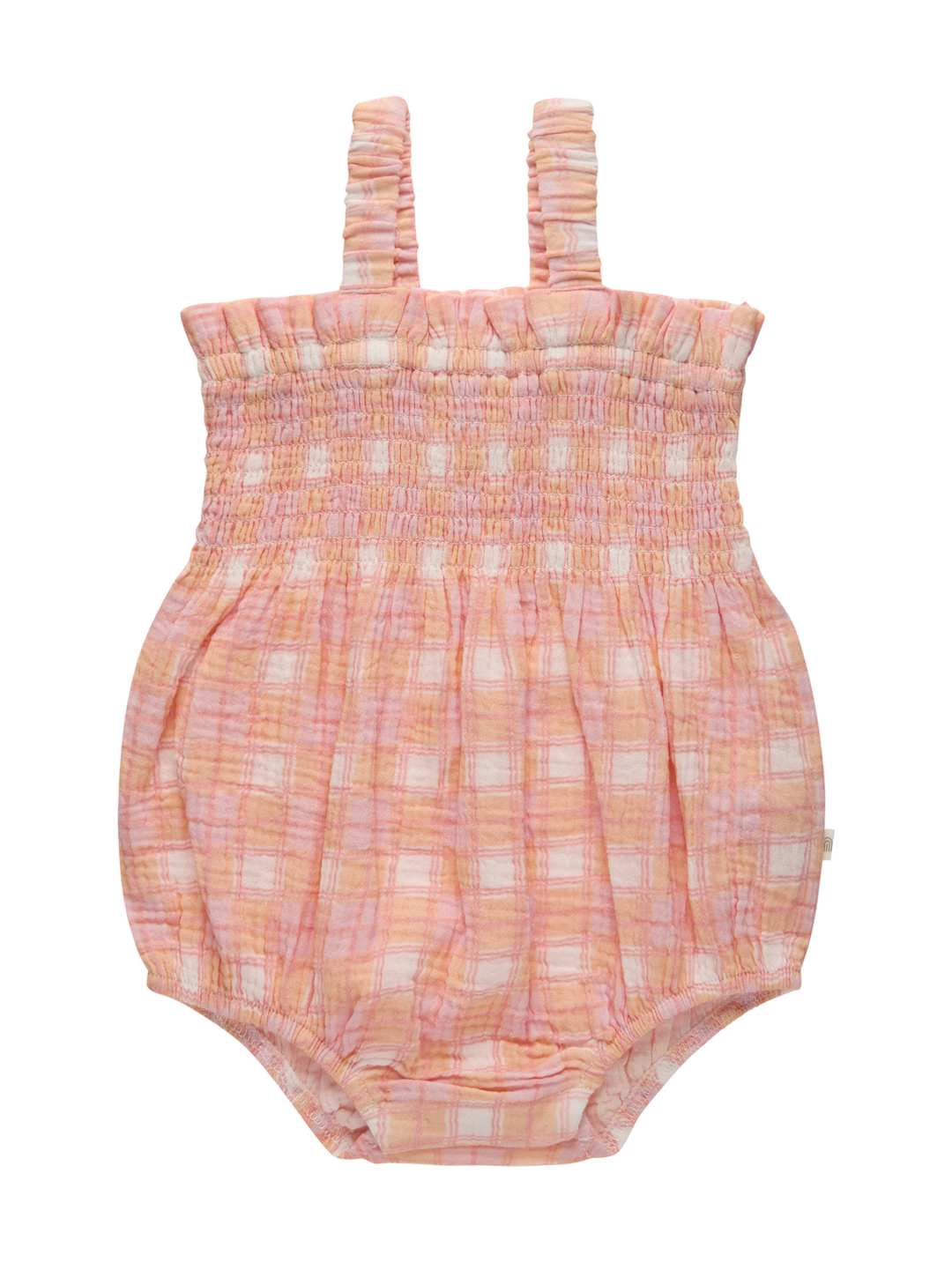 Shirred Romper - Check