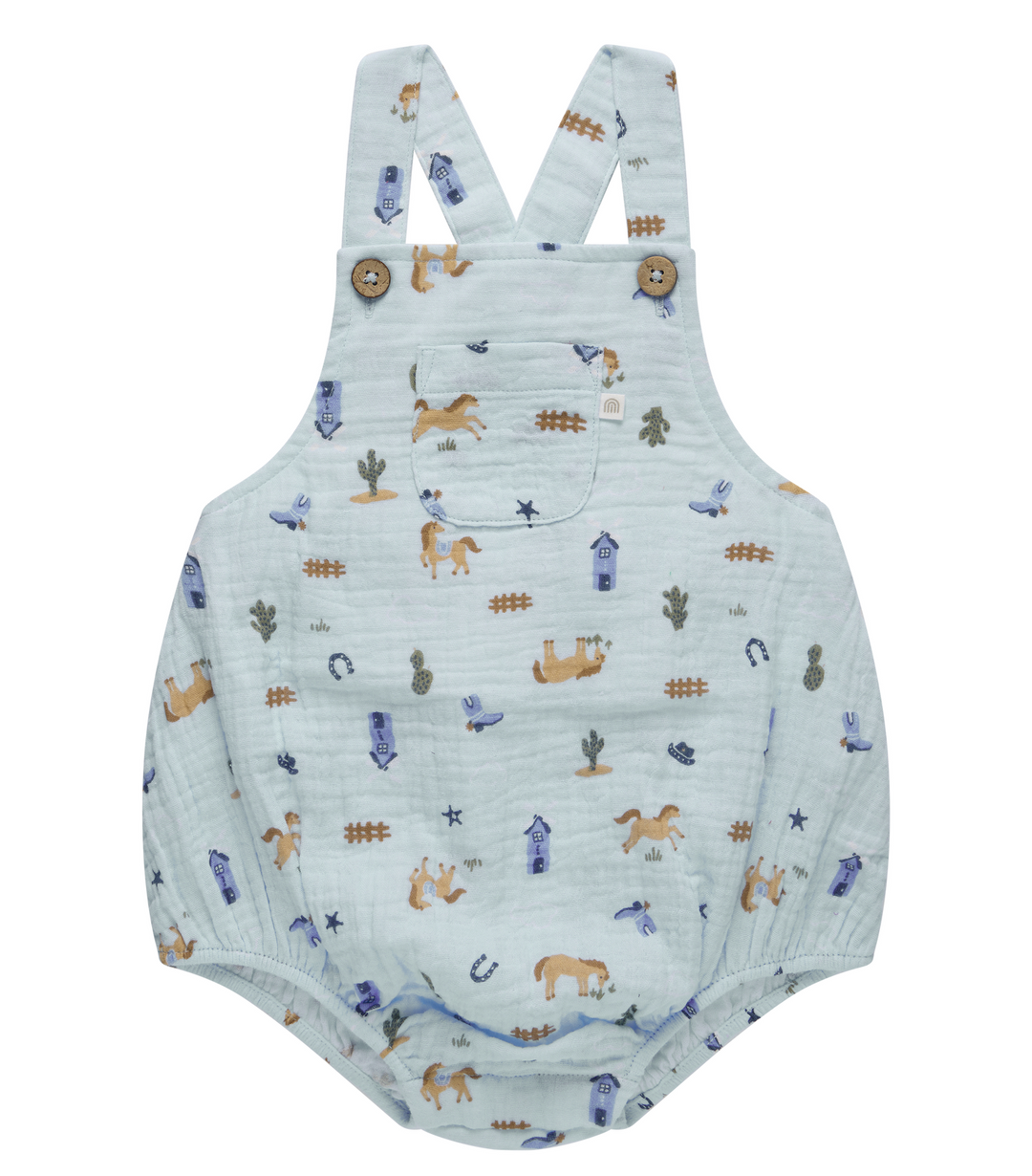 Woven Romper - Country Blue